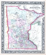 Minnesota, World Atlas 1864 Mitchells New General Atlas